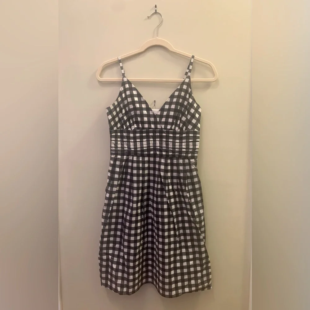🌻 HOST PICK 🌻 Banana Republic Black & White Gingham Spaghetti Strap Dress - Picture 3 of 6